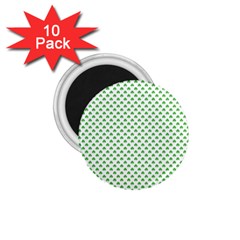 Green Heart-shaped Clover On White St  Patrick s Day 1 75  Magnets (10 Pack)  by PodArtist