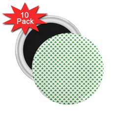 Green Heart-shaped Clover On White St  Patrick s Day 2 25  Magnets (10 Pack)  by PodArtist