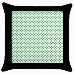 Green Heart-shaped Clover On White St  Patrick s Day Throw Pillow Case (black) by PodArtist