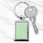 Green Heart-Shaped Clover on White St. Patrick s Day Key Chains (Rectangle)  Front