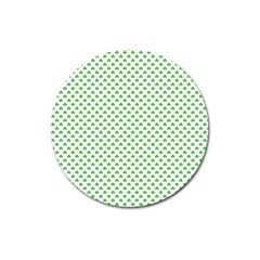 Green Heart-shaped Clover On White St  Patrick s Day Magnet 3  (round) by PodArtist