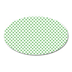 Green Heart-shaped Clover On White St  Patrick s Day Oval Magnet by PodArtist