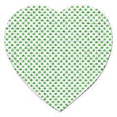 Green Heart-shaped Clover On White St  Patrick s Day Jigsaw Puzzle (heart) by PodArtist