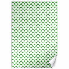 Green Heart-shaped Clover On White St  Patrick s Day Canvas 12  X 18   by PodArtist