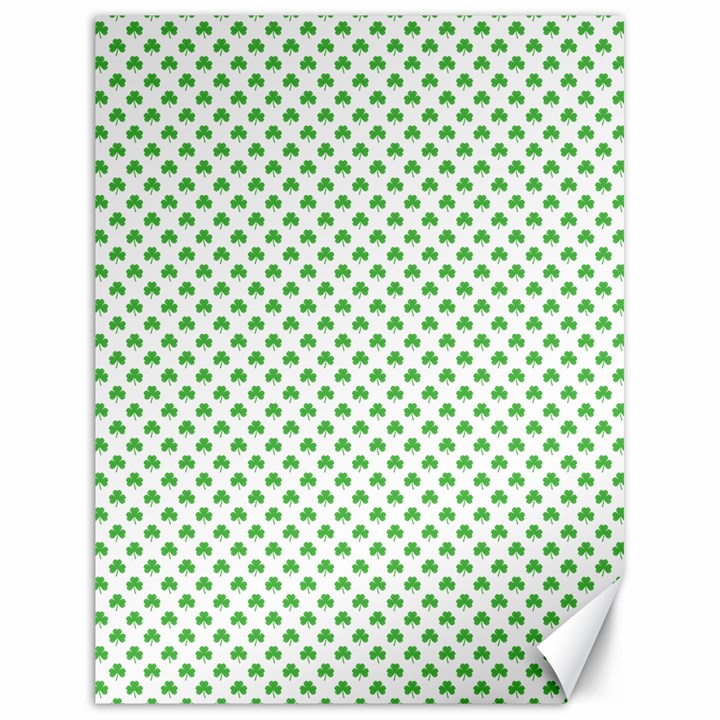 Green Heart-Shaped Clover on White St. Patrick s Day Canvas 18  x 24  