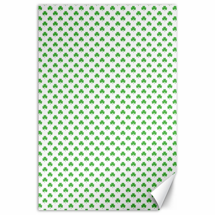 Green Heart-Shaped Clover on White St. Patrick s Day Canvas 24  x 36 