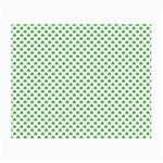 Green Heart-Shaped Clover on White St. Patrick s Day Small Glasses Cloth (2-Side) Front