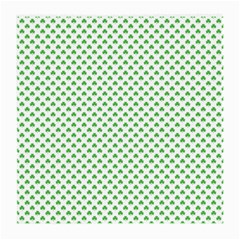 Green Heart-shaped Clover On White St  Patrick s Day Medium Glasses Cloth (2-side) by PodArtist