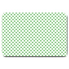 Green Heart-shaped Clover On White St  Patrick s Day Large Doormat  by PodArtist