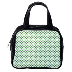 Green Heart-shaped Clover On White St  Patrick s Day Classic Handbags (one Side) by PodArtist