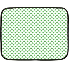 Green Heart-shaped Clover On White St  Patrick s Day Fleece Blanket (mini) by PodArtist