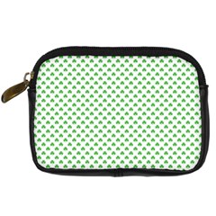 Green Heart-shaped Clover On White St  Patrick s Day Digital Camera Cases by PodArtist