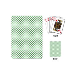 Green Heart-shaped Clover On White St  Patrick s Day Playing Cards (mini)  by PodArtist