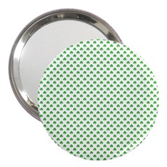 Green Heart-shaped Clover On White St  Patrick s Day 3  Handbag Mirrors by PodArtist