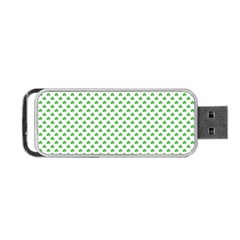 Green Heart-shaped Clover On White St  Patrick s Day Portable Usb Flash (one Side) by PodArtist