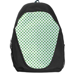 Green Heart-shaped Clover On White St  Patrick s Day Backpack Bag by PodArtist