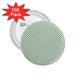 Shamrock 2-tone Green On White St Patrick’s Day Clover 2 25  Buttons (100 Pack)  by PodArtist