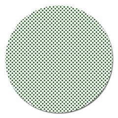 Shamrock 2-tone Green On White St Patrick’s Day Clover Magnet 5  (round) by PodArtist