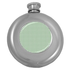 Shamrock 2-tone Green On White St Patrick’s Day Clover Round Hip Flask (5 Oz) by PodArtist