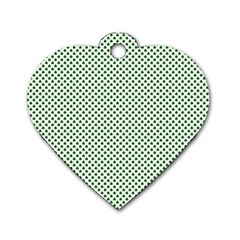 Shamrock 2-tone Green On White St Patrick’s Day Clover Dog Tag Heart (one Side) by PodArtist