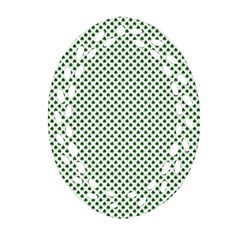 Shamrock 2-tone Green On White St Patrick’s Day Clover Oval Filigree Ornament (two Sides) by PodArtist