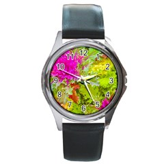 Colored Plants Photo Round Metal Watch by dflcprints