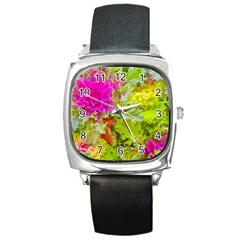 Colored Plants Photo Square Metal Watch by dflcprints