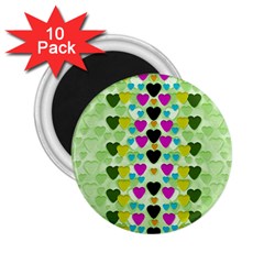 Summer Time In Lovely Hearts 2 25  Magnets (10 Pack)  by pepitasart