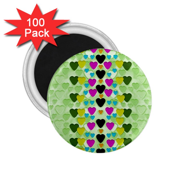 Summer Time In Lovely Hearts 2.25  Magnets (100 pack) 