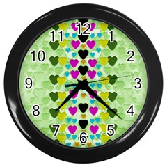 Summer Time In Lovely Hearts Wall Clocks (black) by pepitasart