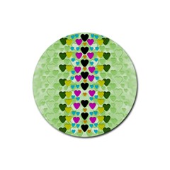 Summer Time In Lovely Hearts Rubber Round Coaster (4 Pack)  by pepitasart