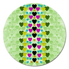 Summer Time In Lovely Hearts Magnet 5  (round) by pepitasart