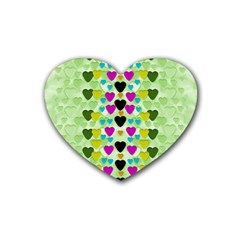 Summer Time In Lovely Hearts Rubber Coaster (heart)  by pepitasart