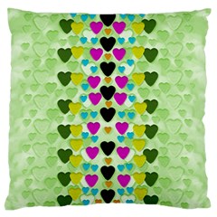 Summer Time In Lovely Hearts Large Flano Cushion Case (one Side) by pepitasart