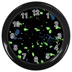 Dark Splatter Abstract Wall Clocks (black) by dflcprints