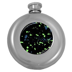 Dark Splatter Abstract Round Hip Flask (5 Oz) by dflcprints