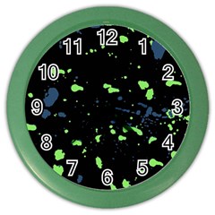 Dark Splatter Abstract Color Wall Clocks by dflcprints