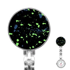 Dark Splatter Abstract Stainless Steel Nurses Watch by dflcprints