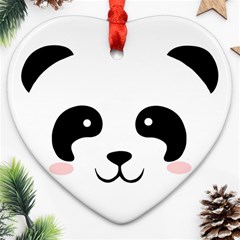 Panda  Heart Ornament (two Sides) by Valentinaart