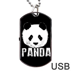 Panda  Dog Tag Usb Flash (two Sides) by Valentinaart