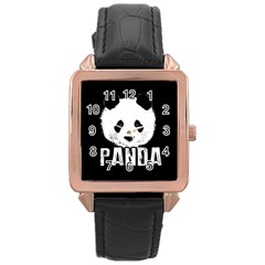 Panda  Rose Gold Leather Watch  by Valentinaart