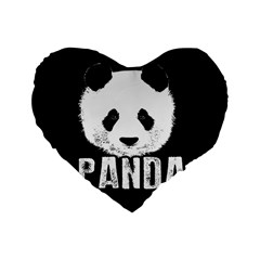 Panda  Standard 16  Premium Flano Heart Shape Cushions by Valentinaart