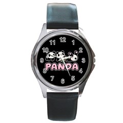 Panda  Round Metal Watch by Valentinaart