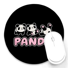 Panda  Round Mousepads by Valentinaart