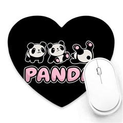 Panda  Heart Mousepads by Valentinaart