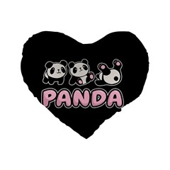 Panda  Standard 16  Premium Flano Heart Shape Cushions by Valentinaart