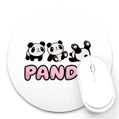 Panda  Round Mousepads by Valentinaart