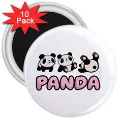 Panda  3  Magnets (10 Pack)  by Valentinaart