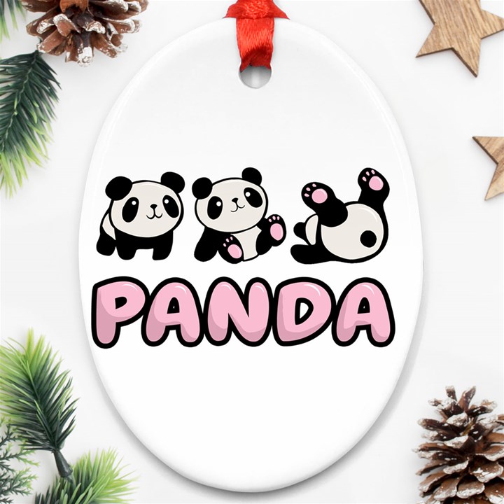 Panda  Oval Ornament (Two Sides)