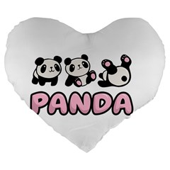 Panda  Large 19  Premium Heart Shape Cushions by Valentinaart